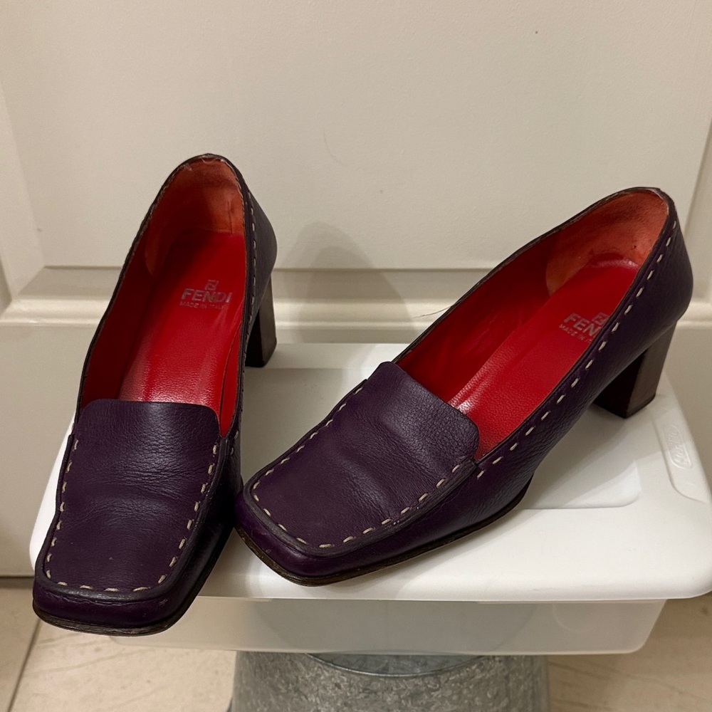 Fendi Women's Purple Leather Loafers
